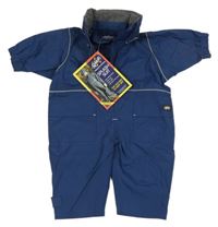 Nové - Tmavomodrá šusťáková nepromokavá kombinéza s ukrývací kapuce