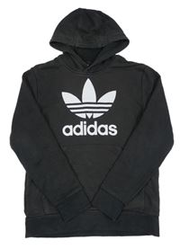 Černá mikina s logem a kapucí Adidas
