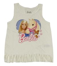 Smetanový top s Barbie a třásněmi C&A