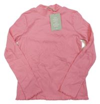 Nové - Růžové žebrované triko se stojáčkem H&M