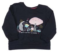 Tmavomodrá mikina s ježkem a houbou So Cute