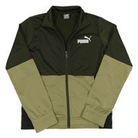 Khaki-zelenošedá sportovní propínací mikina s logem Puma