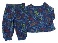Tmavomodré plyšové pyžamo s dinosaury Primark