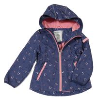 Tmavomodrá melírovaná vzorovaná softshellová parka s kapucí C&A