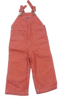 Červené pruhované plátěné laclové kalhoty 