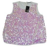 Bílý flitrový crop top George