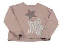 Starorůžová crop mikina s hvězdami zn. Tu