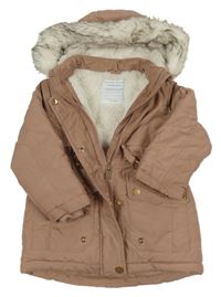 Starorůžová šusťáková zimní bunda s kapucí Primark