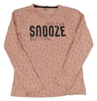 Růžové vzorované triko s nápisem Yigga