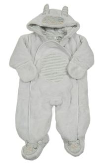 Bílá plyšová zateplená kombinéza s kapucí M&Co.