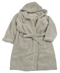 Světlešedý chlupatý župan s liškou a kapucí MANGUUN