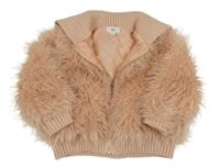 Starorůžová kožešinová podšitá crop bunda s límcem River Island