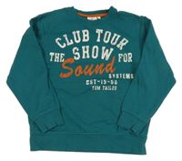 Tmavozelená mikina s nápisem Tom Tailor