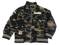 Černo-béžová vzorovaná plátěná jarní army bunda 