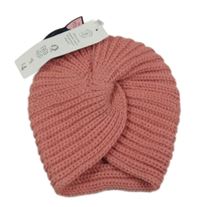 Nové - Růžová pletená turbanová čepice F&F