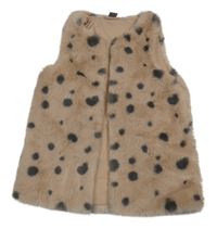 Pudrovo-šedá kožešinová puntíkatá podšitá vesta Pep&Co