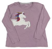 Lila triko s jednorožcem z flitrů Yigga