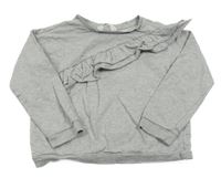 Šedá melírovaná lehká mikina s volánkem H&M