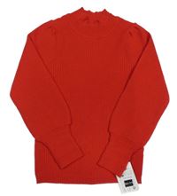 Nové - červený žebrovaný lehký svetr dunnes