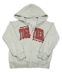 Šedá melírovaná propínací mikina s nápisem a kapucí H&M