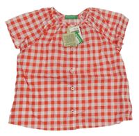 Nové - bílo-červená kostkovaná halenka Benetton