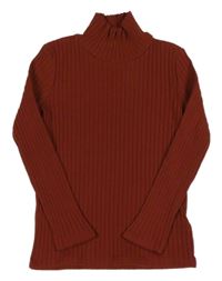 Hnědé žebrované triko C&A