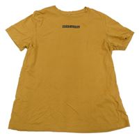 Okrové tričko s nápisem H&M