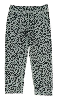 Zeleno-černé leopardí sportovní crop legíny H&M