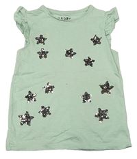 Světlezelené tričko s hvězdami z flitrů F&F