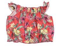 Růžový květovaný crop top zn. River Island