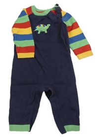 Tmavomodro-barevný svetrový overal s dinem Mothercare