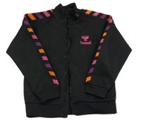 Černo-růžovo-fialovo-oranžová sportovní propínací mikina Hummel 