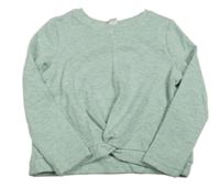 Světlezelená melírovaná crop mikina s uzlem Topolino