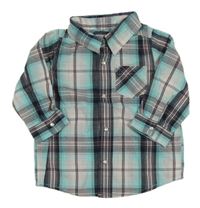 Světlemodro-bílo-růžovo-tmavomodrá kostkovaná košile Kiabi