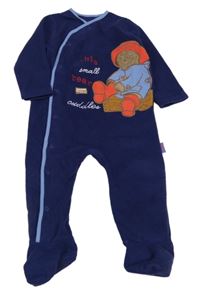 Tmavomodrý fleecový overal s Paddingtonem