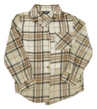 Smetanovo-antracitovo-hnědá kostkovaná košile Primark