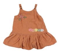 Broskvové manšestrové laclové šaty s housenkou Next