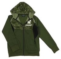 Khaki-černá propínací sportovní mikina se vzorovanou kapucí - Minecraft Primark