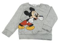 Světlešedá melírovaná mikina s Mickeym C&A