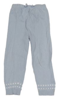 Světlemodro-bílé pletené tepláky s kostičkami 