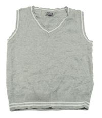 Světlešedo-bílá svetrová vesta s pruhy 