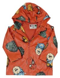 Červená voděodolná lehce zateplená bunda se superhrdiny a kapucí Marvel