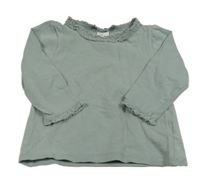 Šedozelené triko s volánky H&M