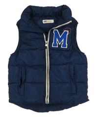 Tmavomodrá šusťáková zateplená vesta s písmenem H&M