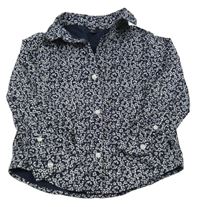 Tmavomodro-bílá květovaná košile Kiabi 