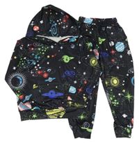2set - Černá mikina s vesmírem a kapucí + tepláky 