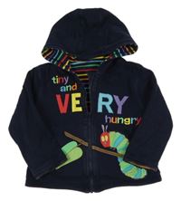 Tmavomodro-barevná propínací oboustranná mikina s housenkou a kapucí Jojo Maman Bébé