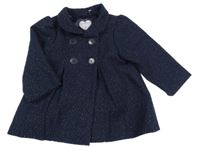 Tmavomodrý třpytivý vlněný kabát M&S