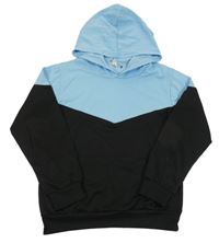 Světlemodro-černá mikina s kapucí 