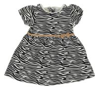 Bílo-černé pruhované šaty s mašlí Chicco